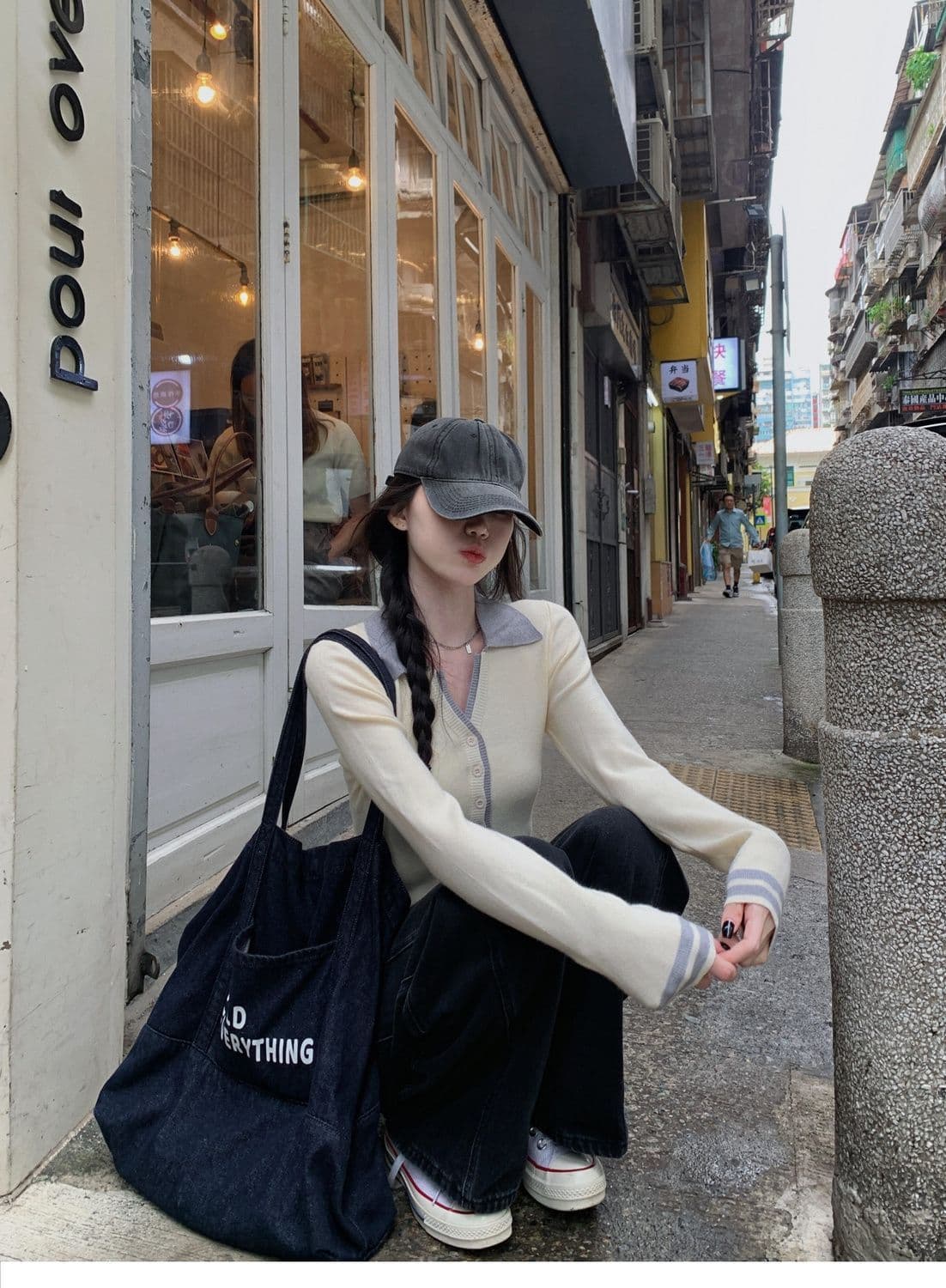 한 부서 POLO 칼라 긴팔 스웨터 여자 가을 겨울 새로운 몸매 가꾸기 슬림해 보이는 페이크 레이어드 만나는 니트 스웨터 인사이드 잡아라. 의류 상세 이미지 3