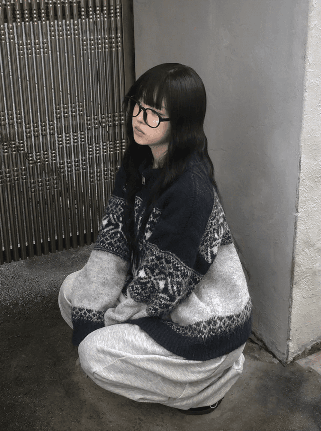 레트로 공정한 섬 자카드 니트 스웨터 여성 가을 겨울철 새로운 부드러운 찹쌀 지퍼 다용도 오픈 가디건 루즈핏 스웨터 코트 이미지 3