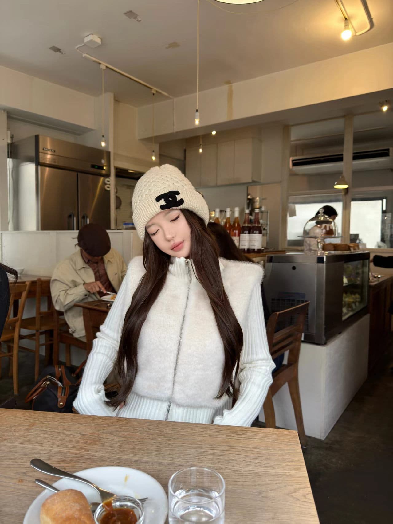 모조 모피 패치워크 지퍼 니트 몸매 가꾸기 다용도 재킷 상세 이미지 2