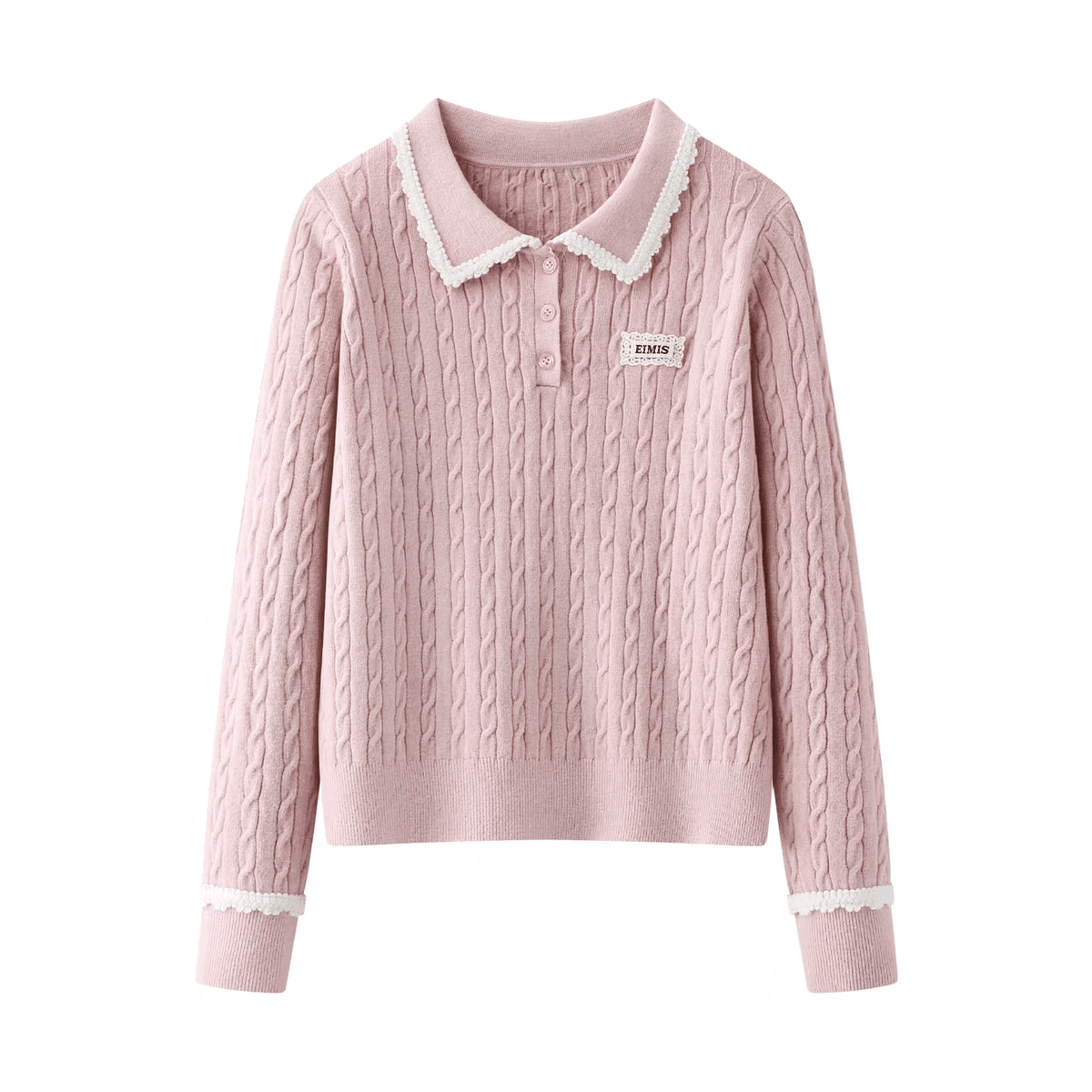새로운 POLO 칼라 긴팔 Chic 고유 한 니트 스웨터 여성 슬림해 보이는 폴로 칼라 맨위 서비스 상세 이미지 7