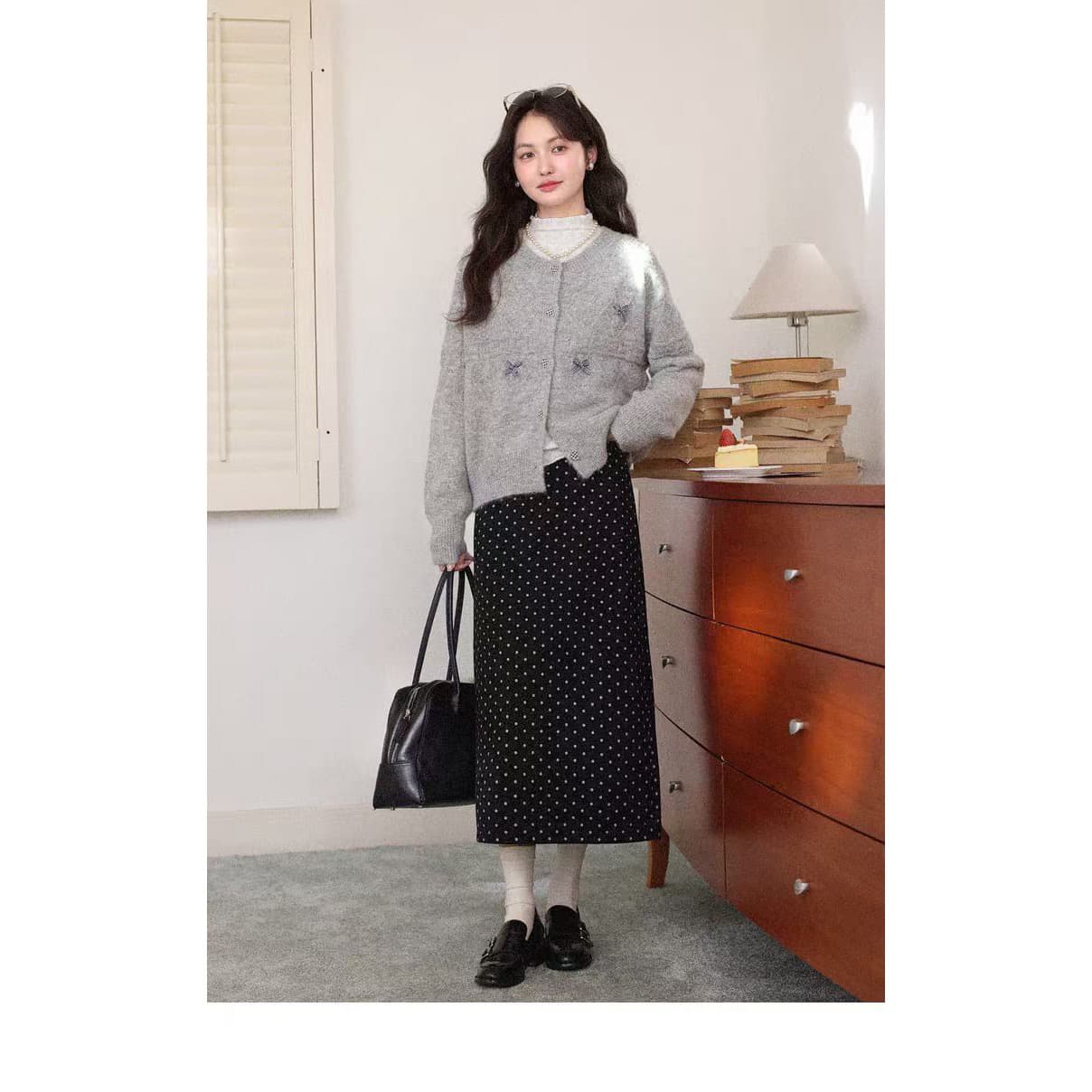 회색 긴팔 스웨터 가을 겨울철 작은 대중 디자인 센스 패션 오픈 가디건 맨위 여성 상세 이미지 6
