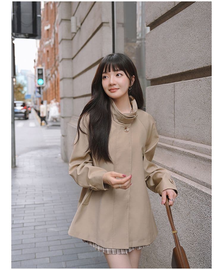 캐주얼 다용도 루즈핏 종류 긴팔 싱글 줄 버튼 바람막이 미니멀리즘 숙녀 작은 키 오픈 가디건 여성 코트 상세 이미지 7