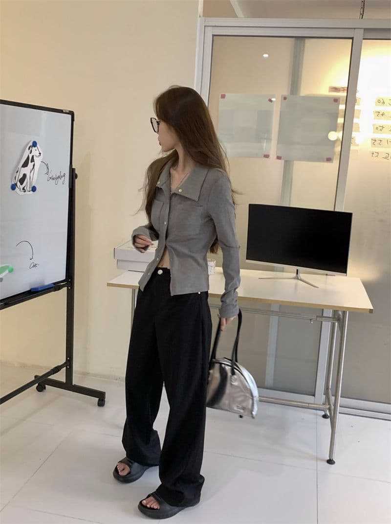 티셔츠 여성 봄과 가을 디자인 센스 슬림해 보이는 핫걸 POLO 셔츠 긴팔 맨위 오픈 가디건 상세 이미지 11