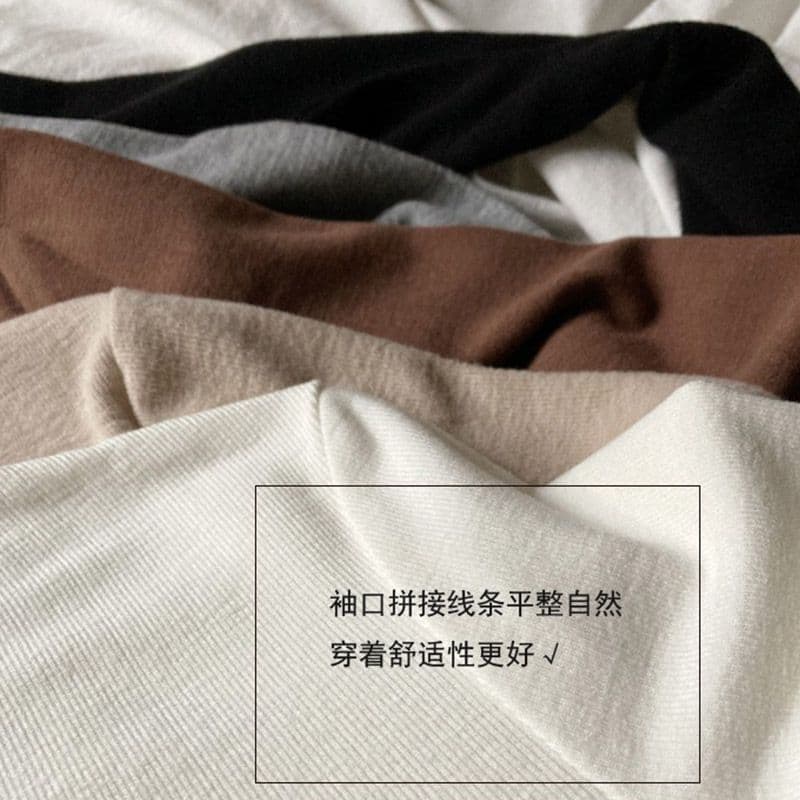 단색 De 플러시 반하이넥 여성 가을 겨울 인사이드 가져 가라. 긴팔 보온 몸매 가꾸기 맨위 이미지 3
