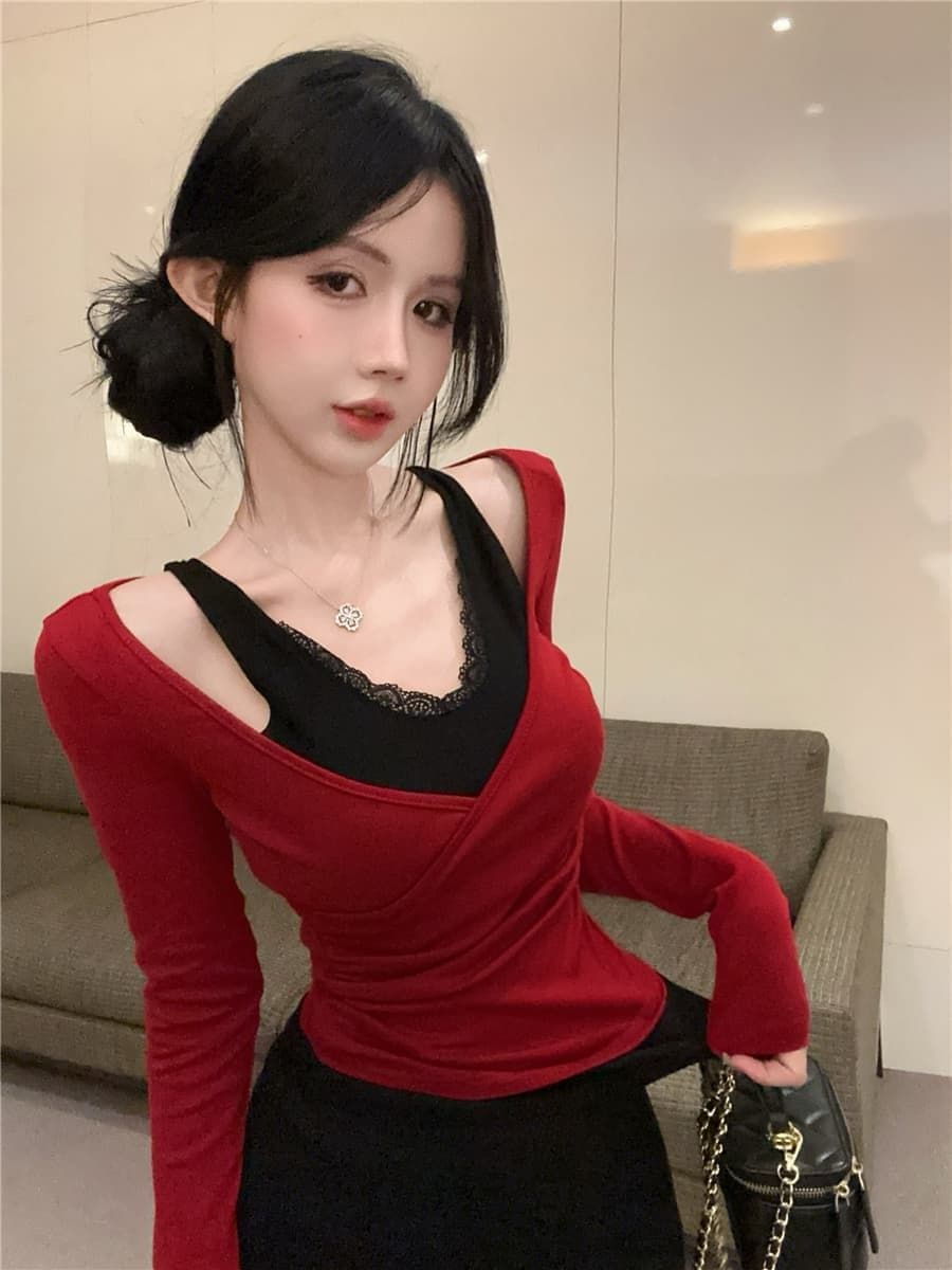 220 그램 순수한 욕망 바람 페이크 레이어드 긴팔 기본 셔츠 봄 가을 작은 키 몸매 가꾸기 슬림해 보이는 맨위 상세 이미지 7