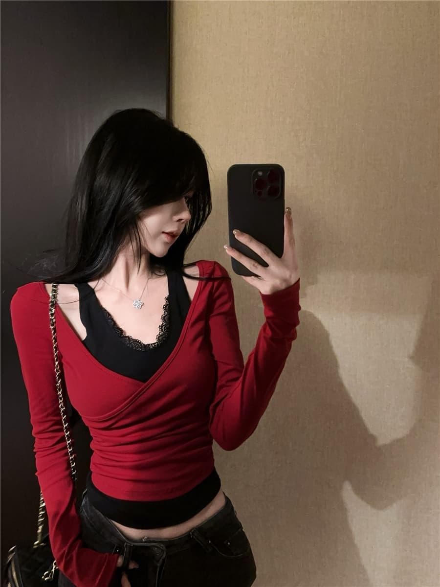 220 그램 순수한 욕망 바람 페이크 레이어드 긴팔 기본 셔츠 봄 가을 작은 키 몸매 가꾸기 슬림해 보이는 맨위 상세 이미지 11
