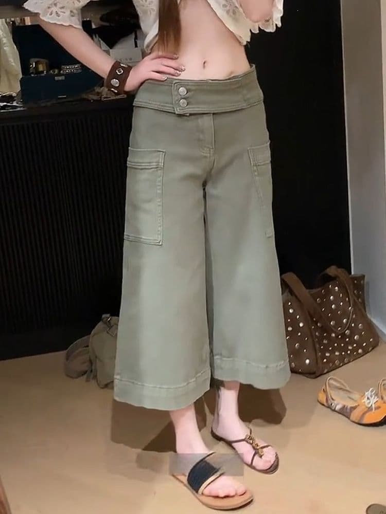 아메리칸 레트로 무거운 작업 디자인 센스 허리 머리 워크웨어 청바지 아이들 여름 새로운 패션 다용도 부츠컷 7부 바지 상세 이미지 4