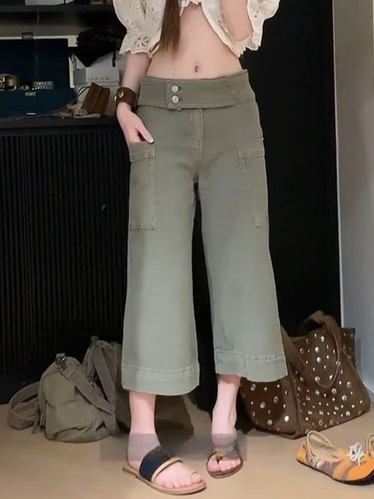 아메리칸 레트로 무거운 작업 디자인 센스 허리 머리 워크웨어 청바지 아이들 여름 새로운 패션 다용도 부츠컷 7부 바지 상세 이미지 6