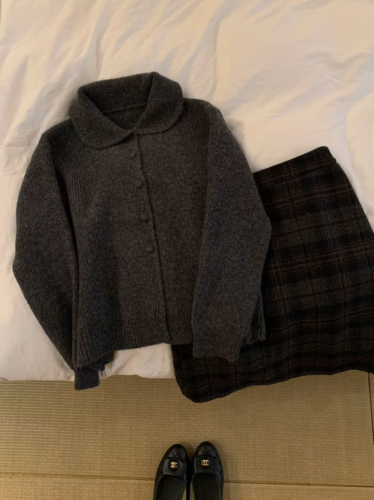 실사 miu 인사이드 miu 가스 한 부서 폴로 칼라 연령 감소 절묘한 부드러운 찹쌀 보온 스웨터 이미지 4