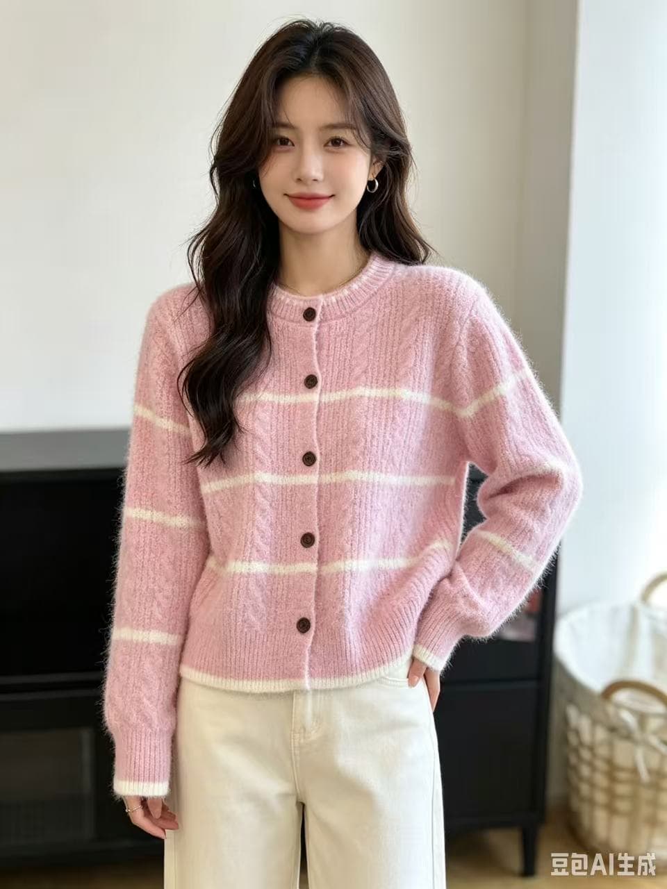 2026 가을 출퇴근 한국 스타일 루즈핏 느긋한 바람 스트라이프 니트 오픈 가디건 여성 디자인 센스 작은 대중 스웨터 코트 트렌디 상세 이미지 4