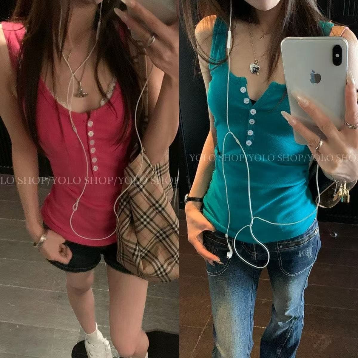 한 부서 핫걸 바람 섹시함 민소매 캐미솔 패션 몸매 가꾸기 슬림해 보이는 인사이드 잡아라. 의류 이미지 5