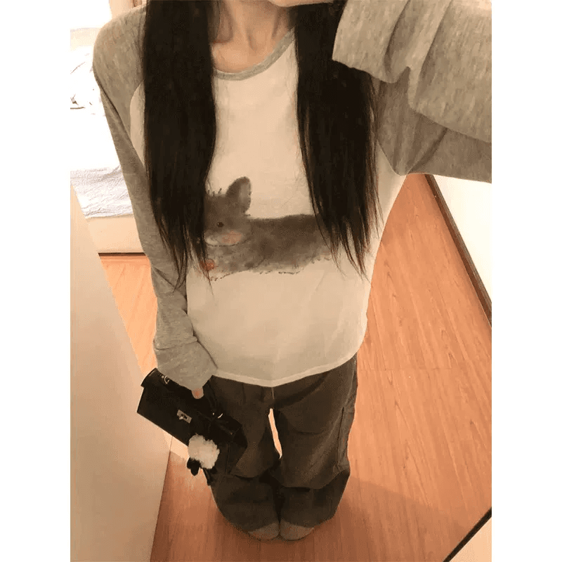 일괄 처리 눈꽃 면 165 그램 긴팔 티셔츠 여성 상세 이미지 6