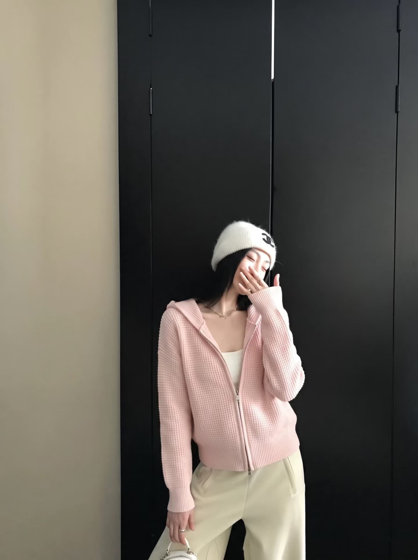장 베이 베이 ibell 한 부서 루즈핏 슬림해 보이는 3 차원 후아 남편 그리드 후드 오픈 가디건 여성 레저 다용도 양모 재킷 상세 이미지 9
