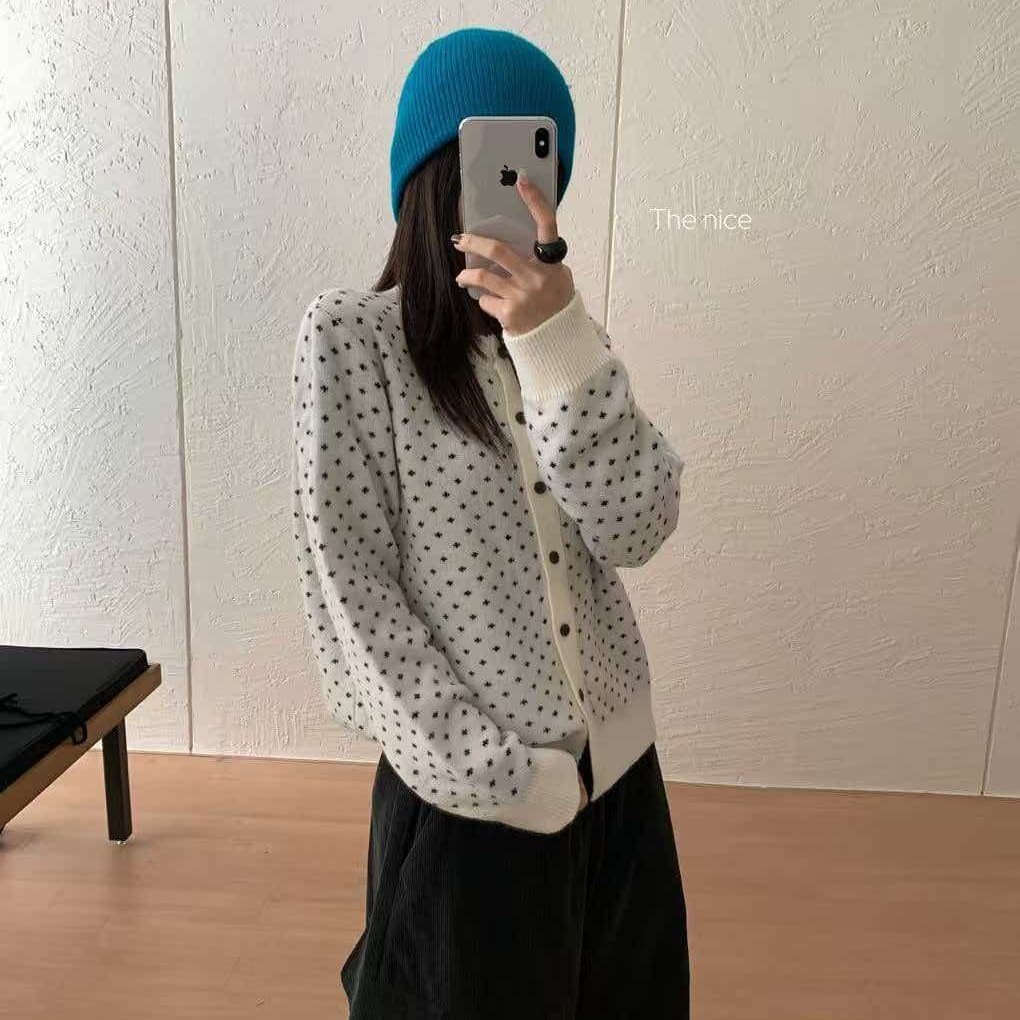 the nice 이른 가을 한 부서 라운드 넥 긴팔 니트 오픈 가디건 여성 느긋한 바람 루즈핏 캐주얼 다용도 스웨터 코트 이미지 5