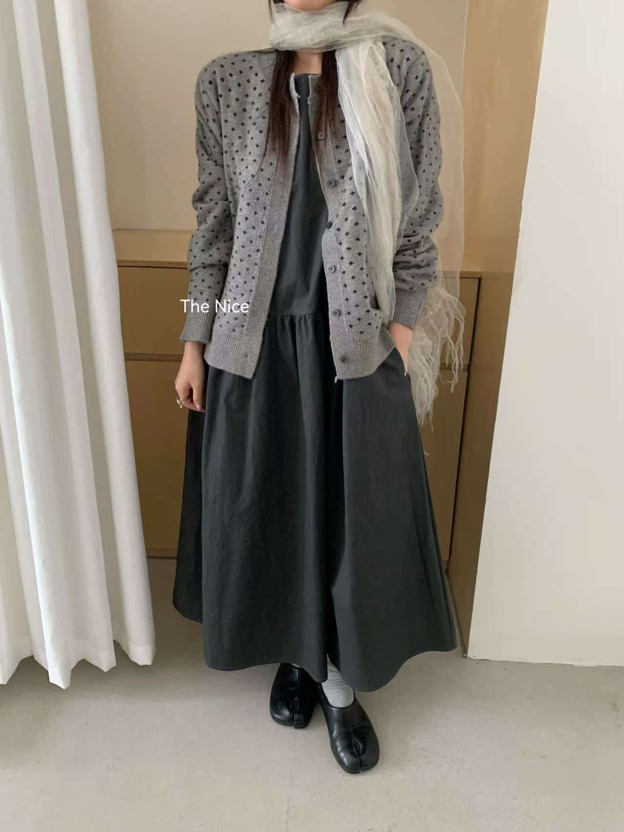 the nice 이른 가을 한 부서 라운드 넥 긴팔 니트 오픈 가디건 여성 느긋한 바람 루즈핏 캐주얼 다용도 스웨터 코트 상세 이미지 6