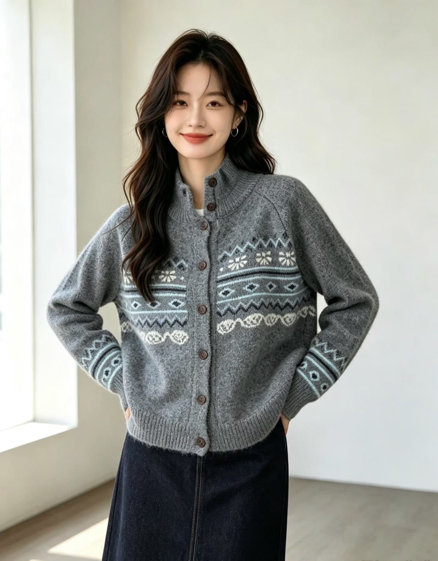 2026 가을 겨울 새로운 패션 여성 고급 디자인 센스 공정한 섬 바람 니트 오픈 가디건 느긋한 스웨터 상세 이미지 1