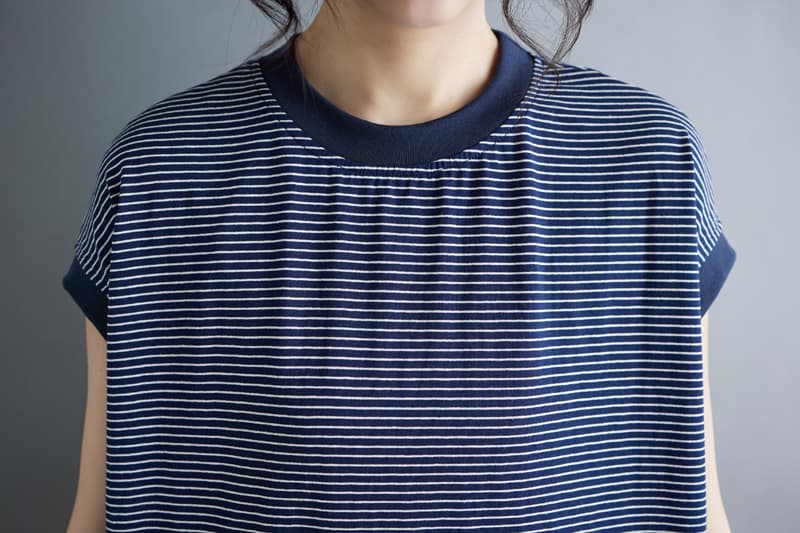 패키지 어깨 소매 스트라이프 티셔츠 여성 순면 여름 새로운 루즈핏 빅 사이즈 일본식 미니멀리즘 다용도 라운드 넥 민소매 여성 셔츠 상세 이미지 12
