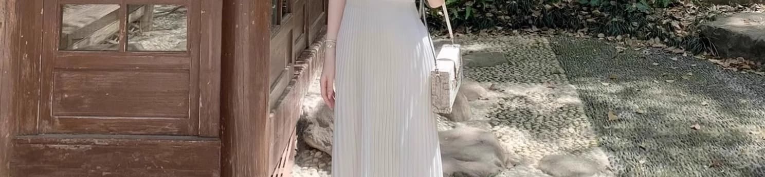 순수한 욕망 바람 니트 민소매 여성 드레스 여름 허리 수축 슬림해 보이는 화이트 광장 칼라 슬립 조끼 스커트 상세 이미지 26