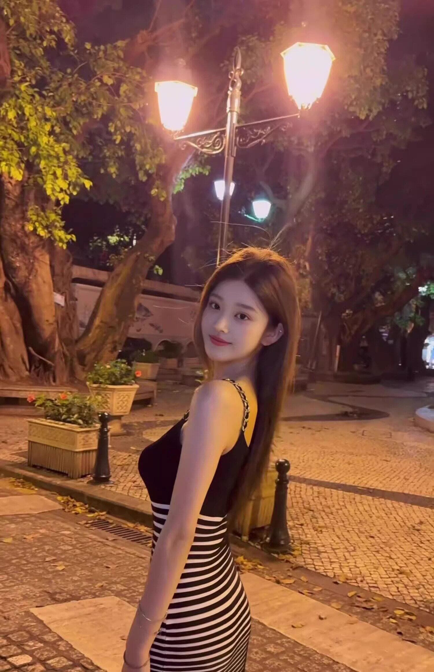 한국 작은 키 다시 달콤한 다시 매운맛 스트라이프 체인 얼음 실크 슬립 드레스 순수한 욕망 심장 기계 나이트 클럽 ol 타이트 스커트 상세 이미지 10