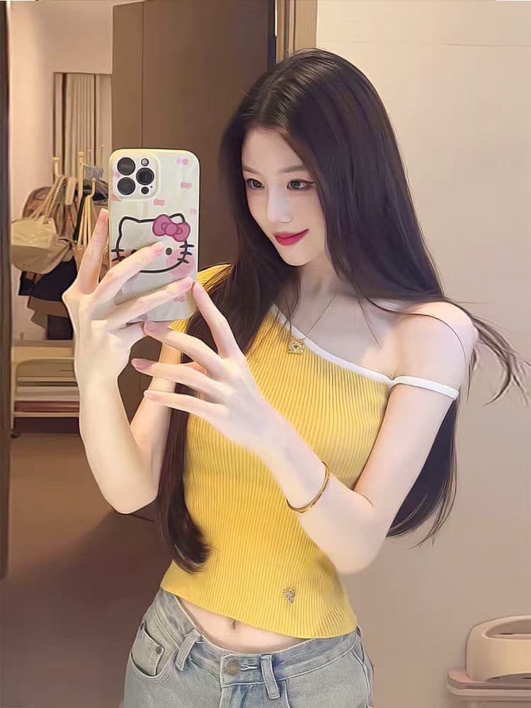 핫걸 몸매 가꾸기 Chic 슬립 반팔 티셔츠 여름 새로운 작은 키 다용도 디자인 쇼트 스타일 맨위 상세 이미지 1