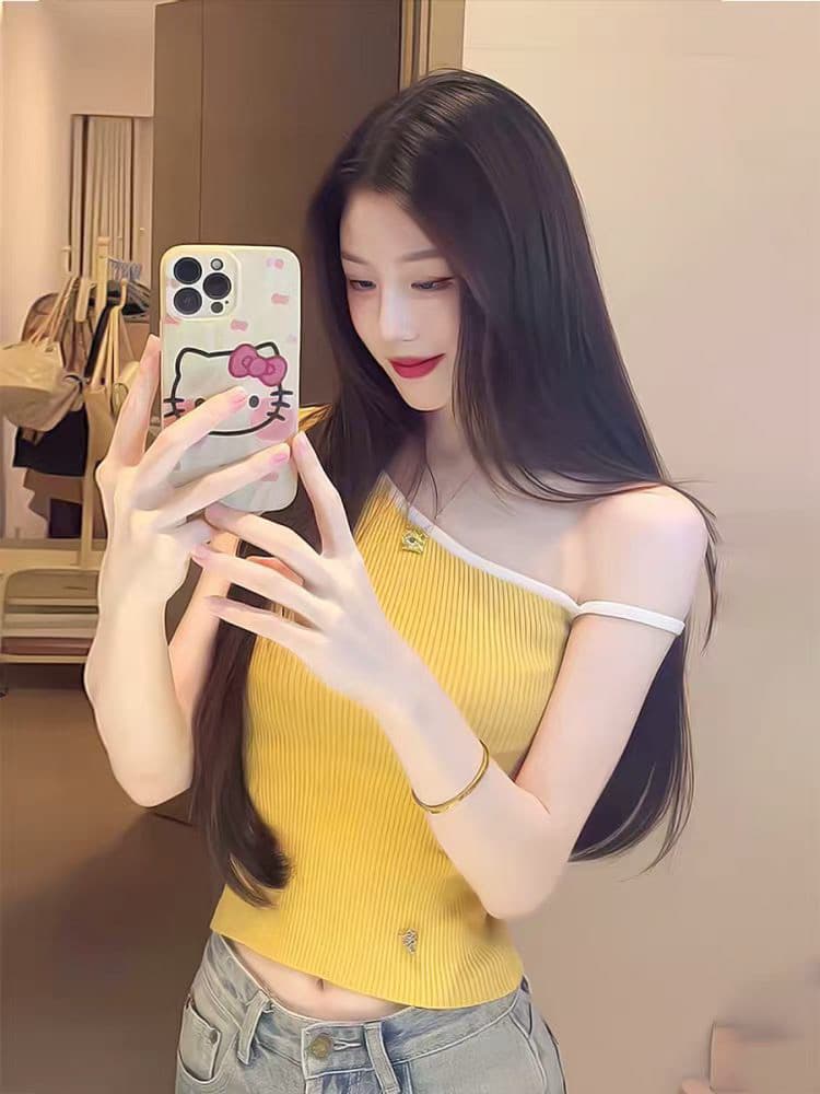 핫걸 몸매 가꾸기 Chic 슬립 반팔 티셔츠 여름 새로운 작은 키 다용도 디자인 쇼트 스타일 맨위 상세 이미지 6