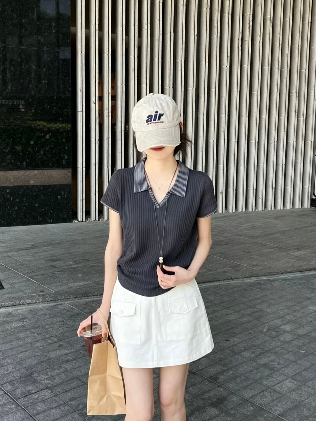 회색 폴로 칼라 반팔 티셔츠 니트 스웨터 여성 여름 2026 새로운 루즈핏 슬림해 보이는 다용도 패션 캐주얼 맨위 상세 이미지 10