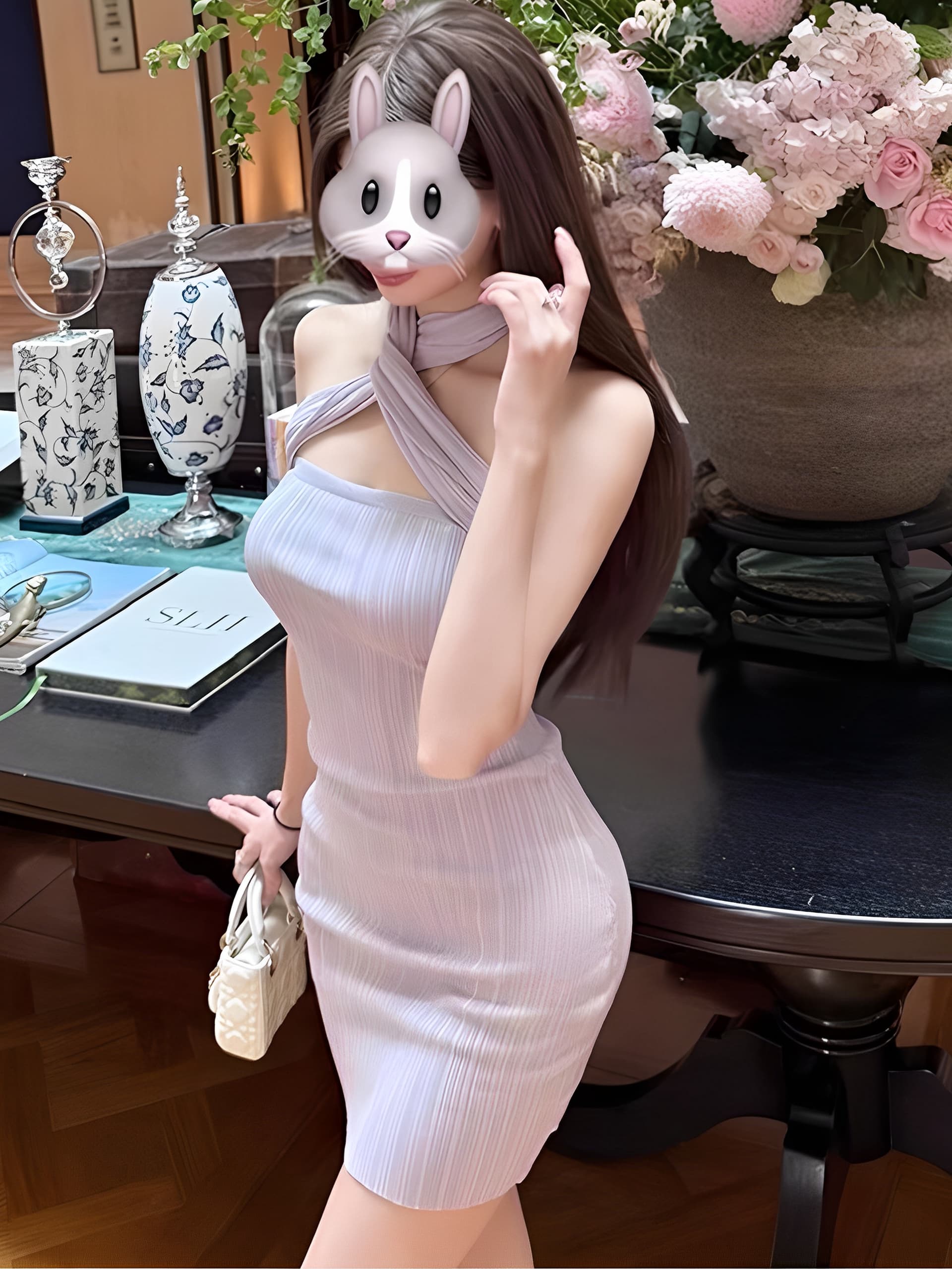 작은 샤넬 스타일 여름 새로운 기타 착용 법 니트 여성 드레스 디자인 센스 오프숄더 몸매 가꾸기 품격 타이트 스커트 미니 스커트 이미지 5