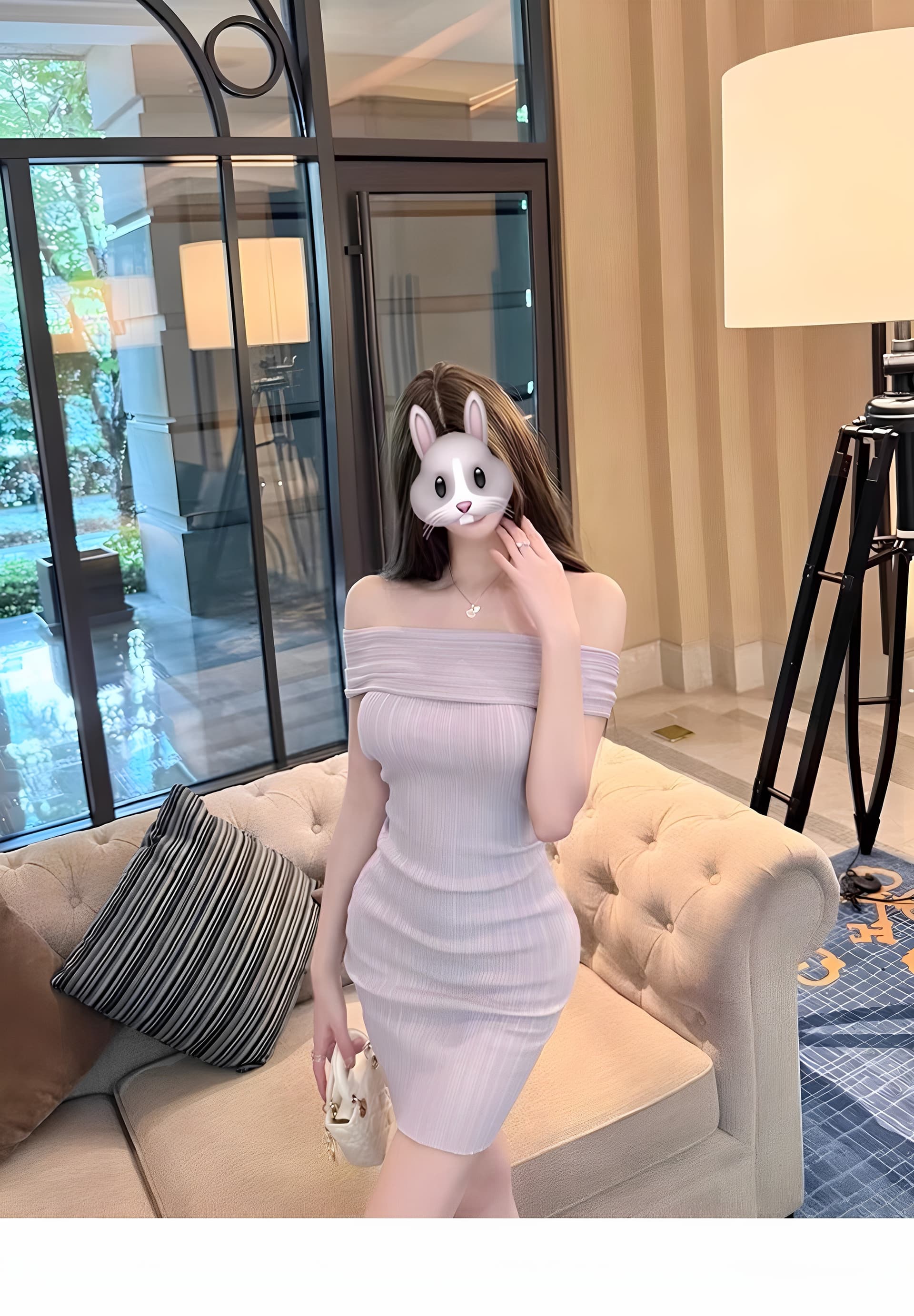 작은 샤넬 스타일 여름 새로운 기타 착용 법 니트 여성 드레스 디자인 센스 오프숄더 몸매 가꾸기 품격 타이트 스커트 미니 스커트 상세 이미지 3