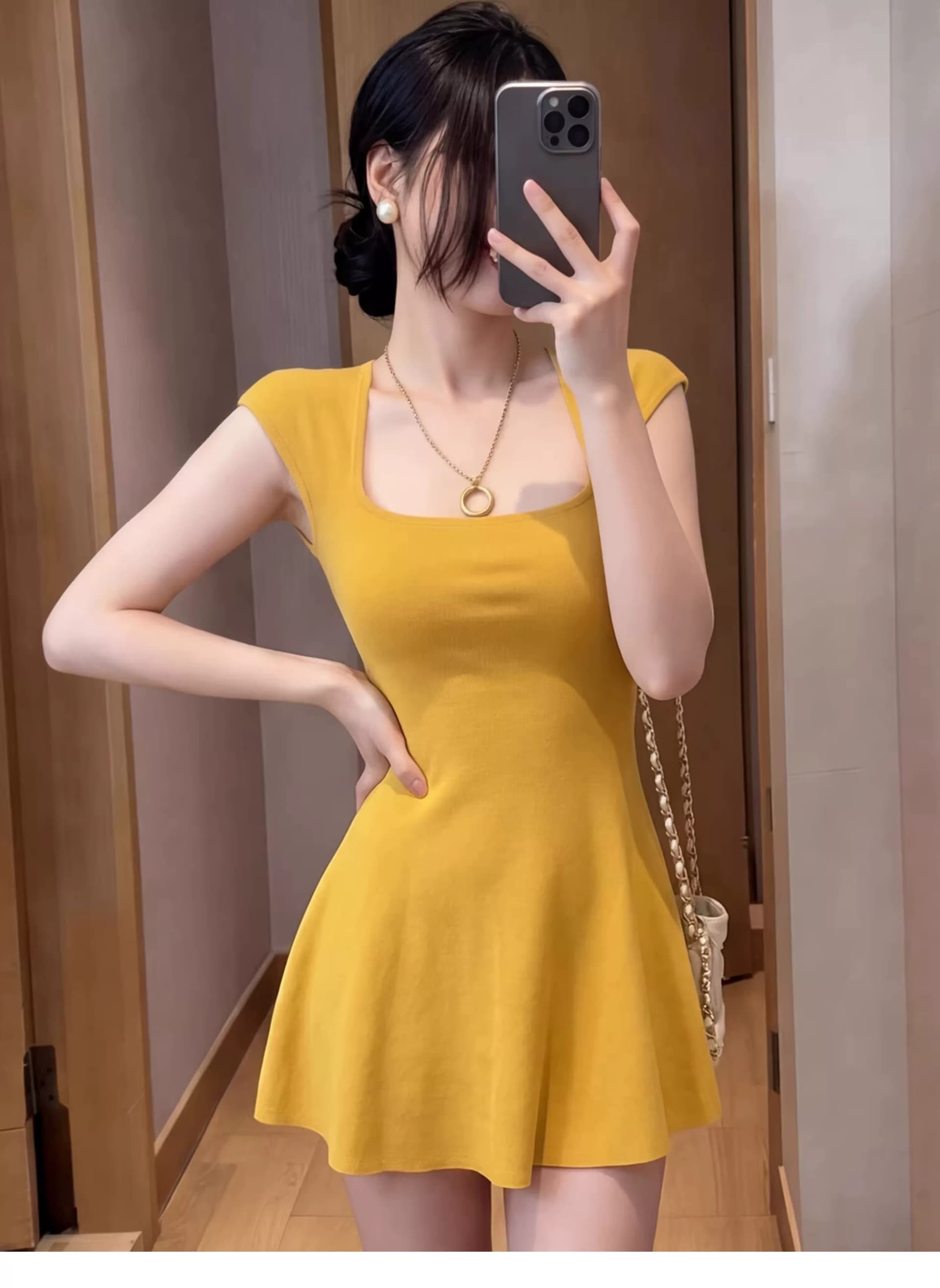 연인 doll 심황 순수한 색 욕망 바람 드레스 몸매 가꾸기 슬림해 보이는 달콤한 매운맛 꼬집기 허리 짧은 치마 드레스 상세 이미지 1