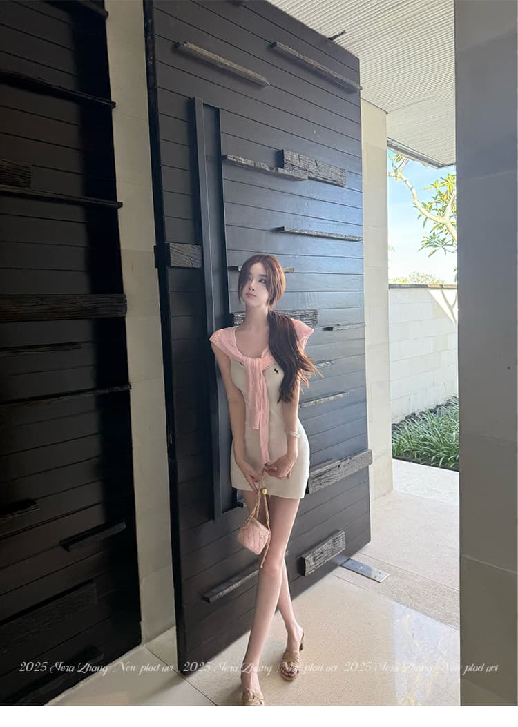 문 vera 잘 한 다 착용 ~ 중 보 주님 캐미솔 얼음 실크 드레스 ol 숄 고급 몸매 가꾸기 치마 투피스 세트 상세 이미지 22