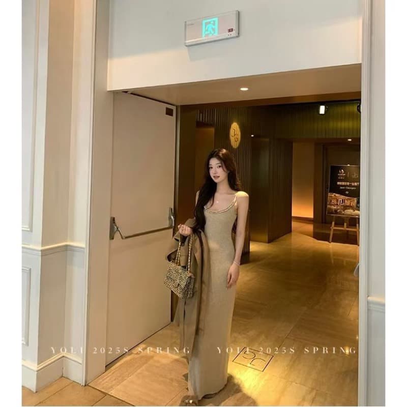yoli 장 宥 이익 가을의 날 왈츠 프랑스식 양모 니트 슬립 여성 드레스 가을 슬림해 보이는 타이트 스커트 이미지 5