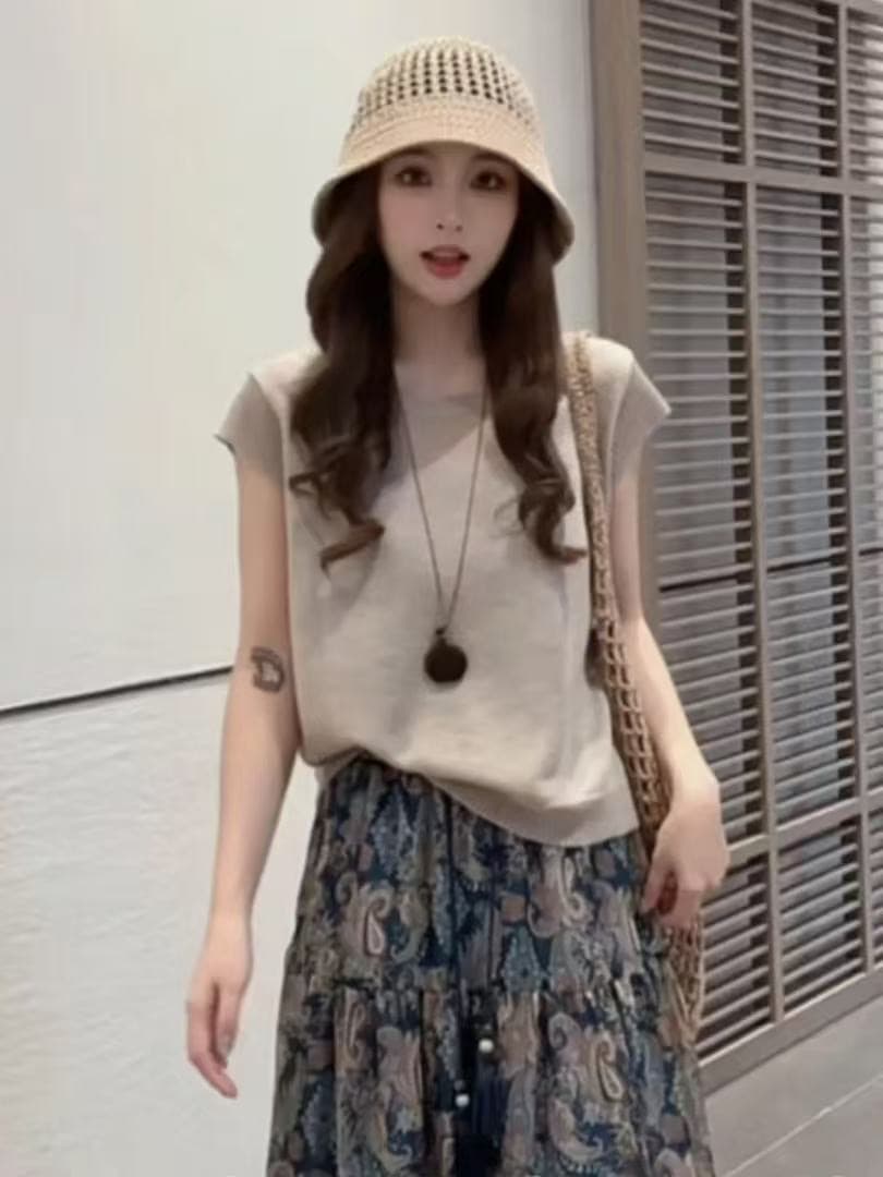 한 부서 미니멀리즘 바람 커피 색상 얼음 실크 작은 날다 소매 짠 셔츠 여성 2026 여름 새로운 얇고 가벼운 통기성 반팔 맨위 상세 이미지 10