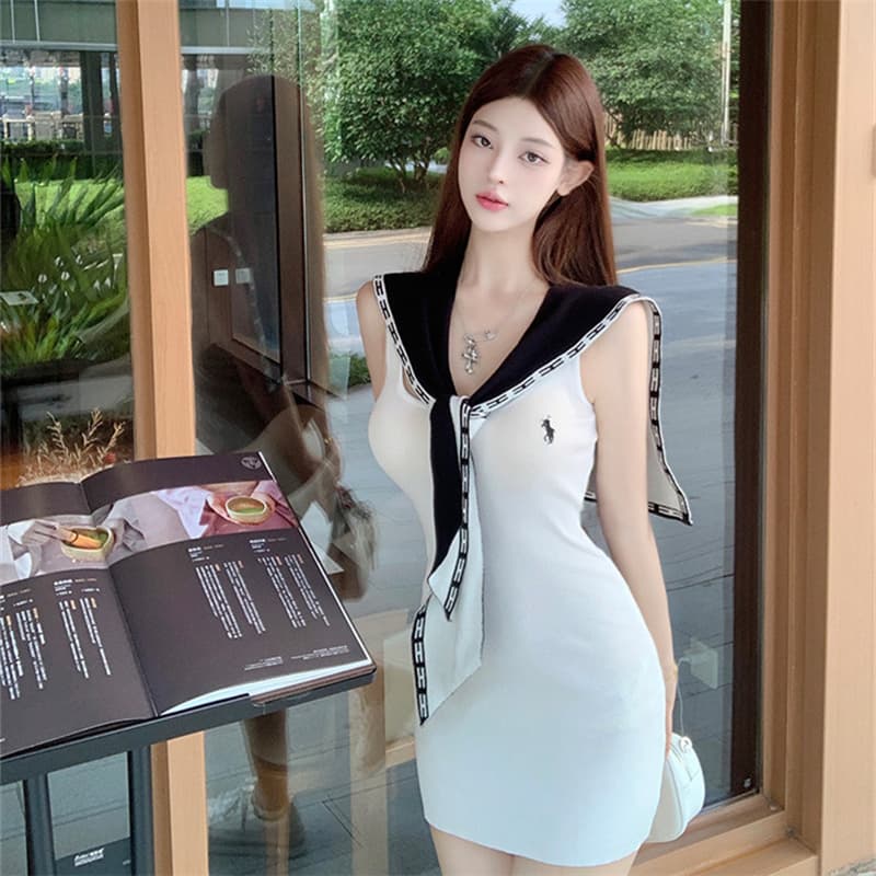 프랑스식 부드러운 바람 미니멀리즘 화이트 타이트 스커트 쇼트 스타일 조끼 니트 드레스 코디 숄 여름 드레스 두 조각 여성 세트