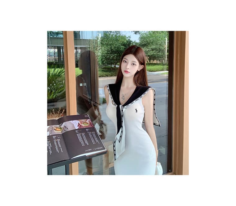 프랑스식 부드러운 바람 미니멀리즘 화이트 타이트 스커트 쇼트 스타일 조끼 니트 드레스 코디 숄 여름 드레스 두 조각 여성 세트 상세 이미지 1