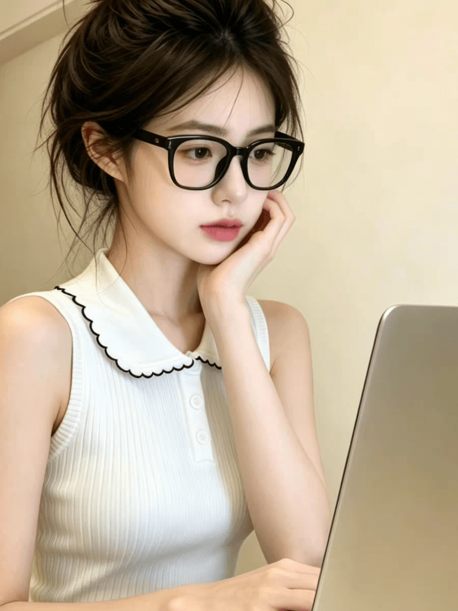 부드러운 바람 베이비 칼라 민소매 니트 조끼 여성 여름 새로운 연령 감소 화이트 단추 장식 달콤한 핫걸 맨위 상세 이미지 2