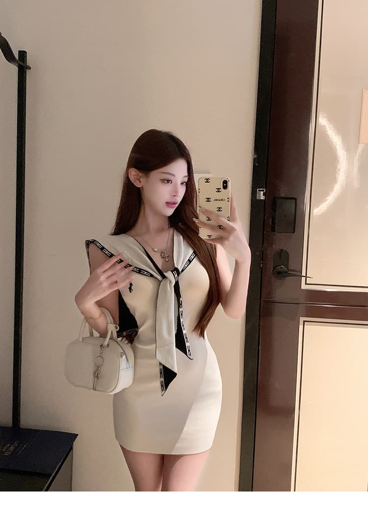 한 부서 품격 명문 여성 부드러운 숙녀 해군 스타일 ol 얼음 실크 드레스 코디 숄 투피스 세트 상세 이미지 8
