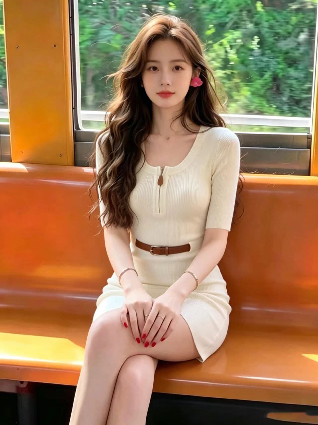 명문 여성 고급 센스 u 칼라 카키 색 니트 여성 드레스 여름 작은 키 품격 허리 수축 슬림해 보이는 타이트 스커트 미니 스커트 상세 이미지 9