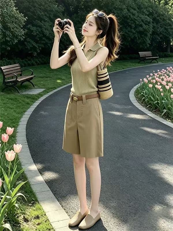 한 부서 자이언트 잘 생긴 2026 새로운 카키 색 민소매 맨위 여성 여름 이미지 2