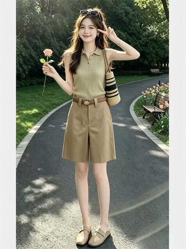 한 부서 자이언트 잘 생긴 2026 새로운 카키 색 민소매 맨위 여성 여름 상세 이미지 3