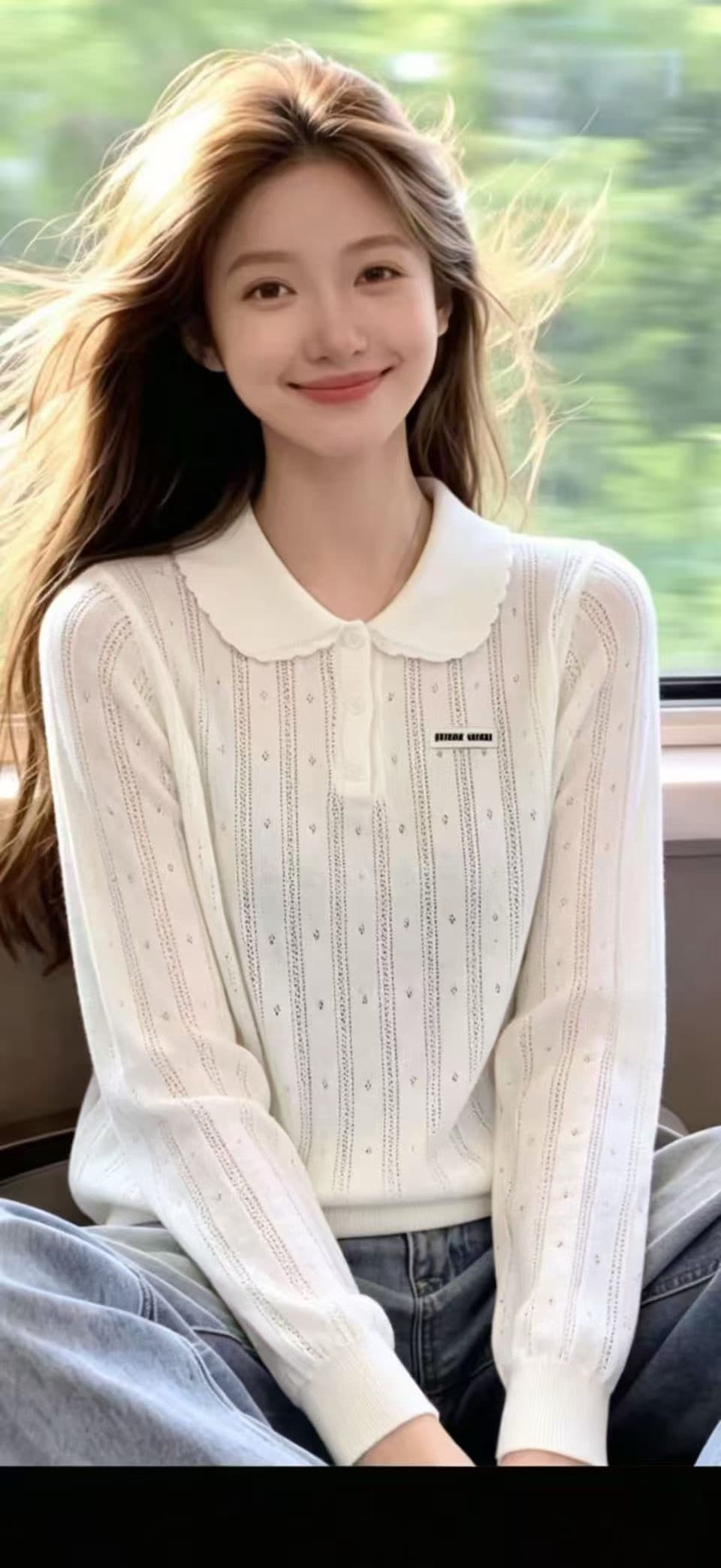 가을 겨울 새로운 한국 스타일 패션 디자인 센스 홀로우 아웃 다용도 니트 긴 소매 폴로 칼라 스웨터 맨위 여성 상세 이미지 14