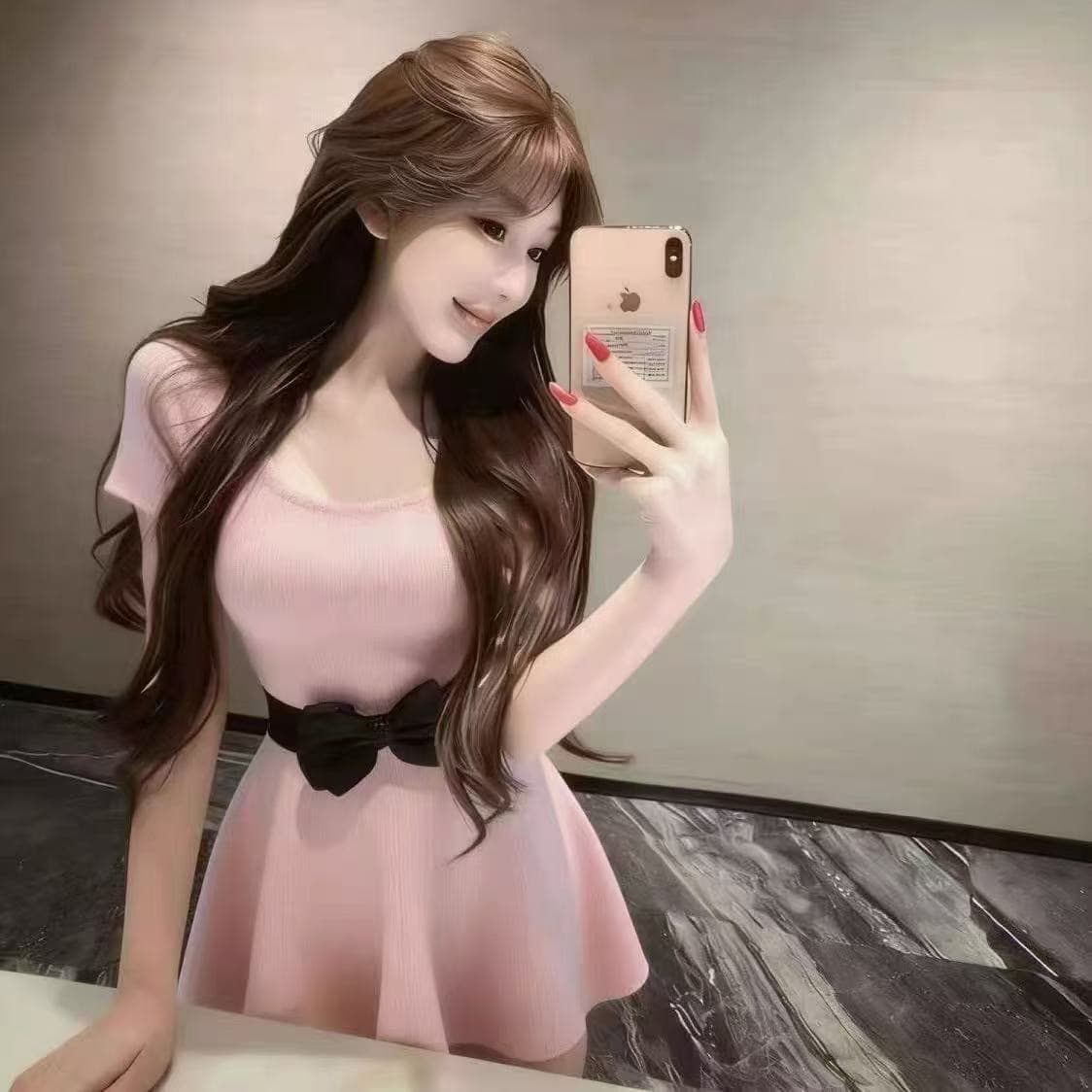 프랑스식 핑크색 반팔 나비 매듭 패션 여름 드레스 2026 새로운 허리 수축 슬림해 보이는 절묘한 슈퍼 요정 순수한 욕망 상세 이미지 1