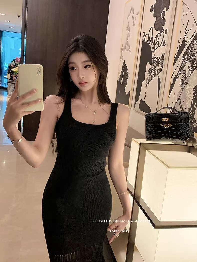 lilylikes 여름 오래된 돈 휴가 센스 상쾌 부드러운 마 센스 홀로우 아웃 조끼 스커트 오픈 가디건 투피스 세트 상세 이미지 15
