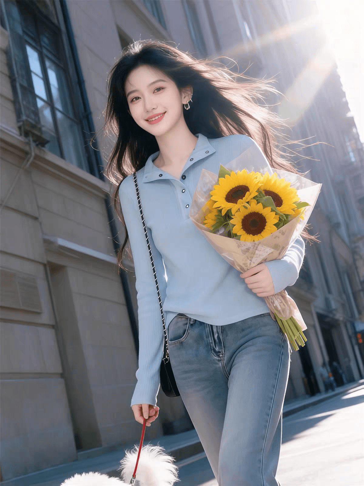 파란색 헨리 칼라 긴팔 티셔츠 여성 조기 가을 디자인 센스 몸매 가꾸기 슬림해 보이는 부드러운 순수한 욕망 외출용 만나는 맨위 상세 이미지 6