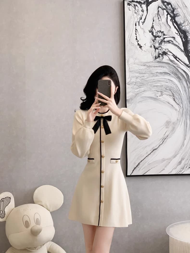 가을 겨울철 프랑스식 작은 샤넬 스타일 니트 여성 드레스 품격 명문 여성 바람 인사이드 가져 가라. 고급 센스 작은 키 착용 가져 가라. 상세 이미지 5
