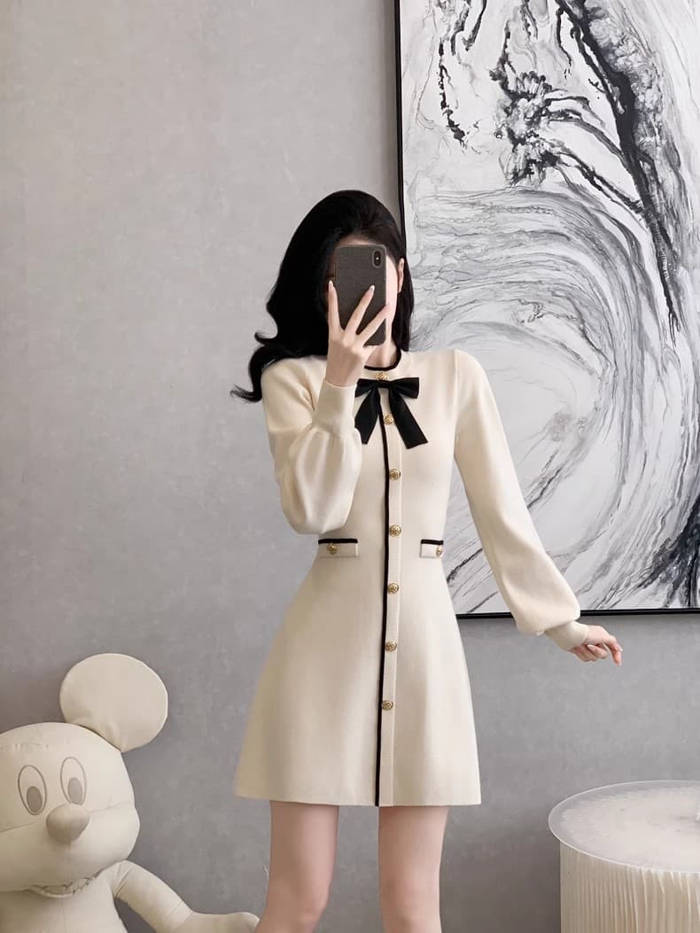 가을 겨울철 프랑스식 작은 샤넬 스타일 니트 여성 드레스 품격 명문 여성 바람 인사이드 가져 가라. 고급 센스 작은 키 착용 가져 가라. 상세 이미지 9