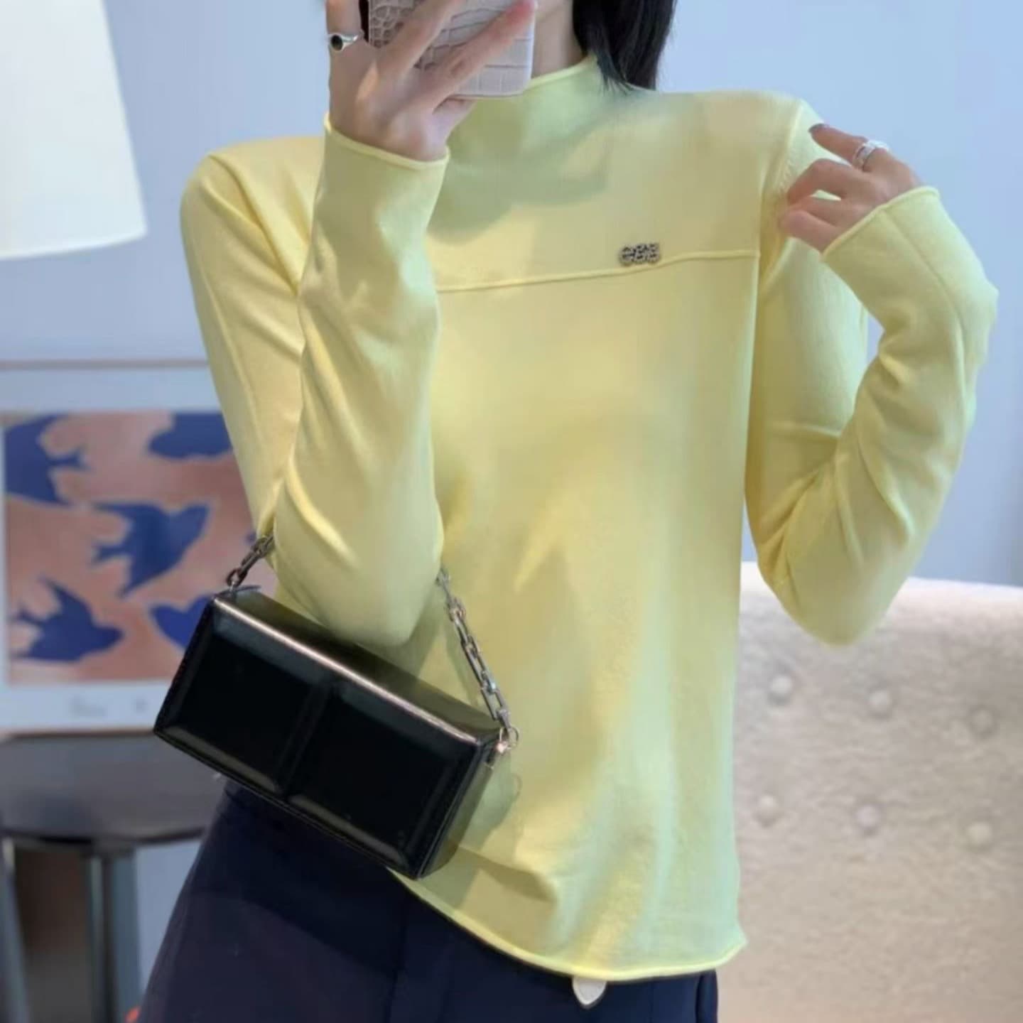 가을 겨울철 새로운 양모 기본 셔츠 단색 반하이넥 스웨터 루즈핏 외국 가스 니트 스웨터 쇼트 스타일 외출용 맨위 상세 이미지 14