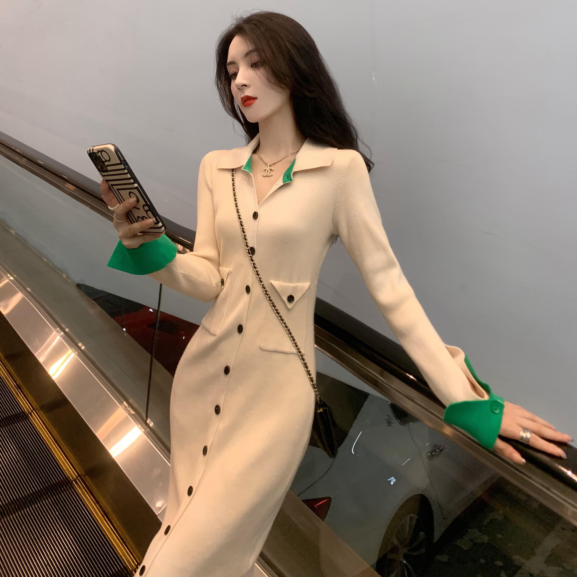 드레스 가을 2026 년 새로운 여성 패션 품격 고급 센스 패션 연령 감소 긴팔 연령 감소 슬림해 보이는 치마 상세 이미지 18