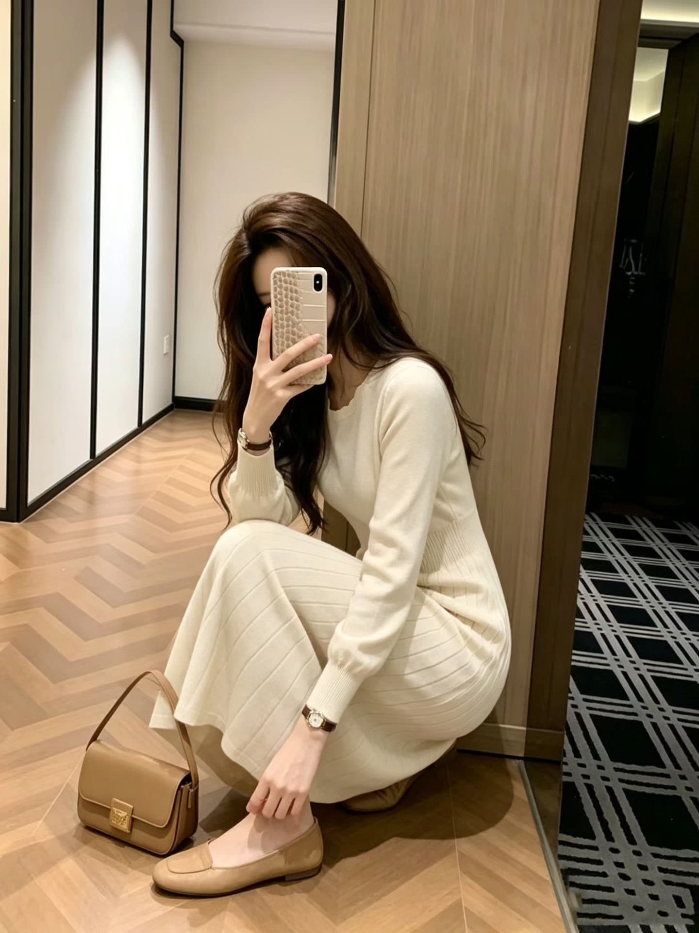 고급 센스 품격 화이트 여성 드레스 2026 여름 새로운 허리 수축 플리츠 롱 스커트 작은 키 출퇴근 착용 가져 가라. 상세 이미지 3