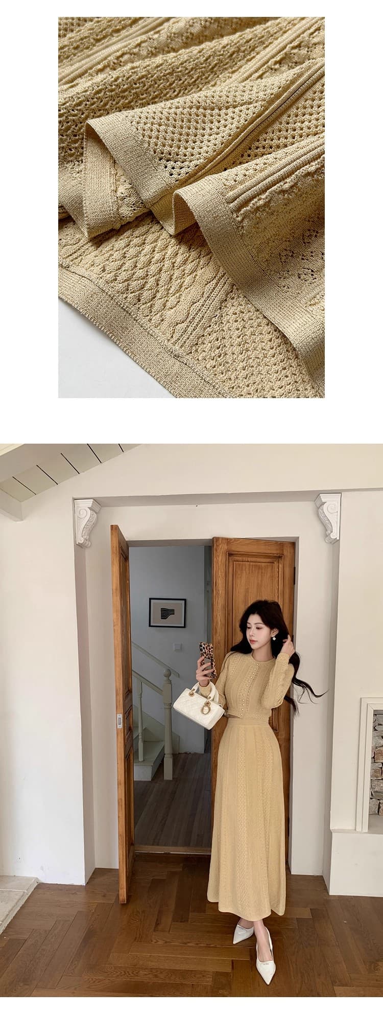 矜贵 히로인 2026 프랑스식 털 셔츠 반신 스커트 패션 세트 여성 천 골드 명문 여성 바람 투피스 세트 상세 이미지 7
