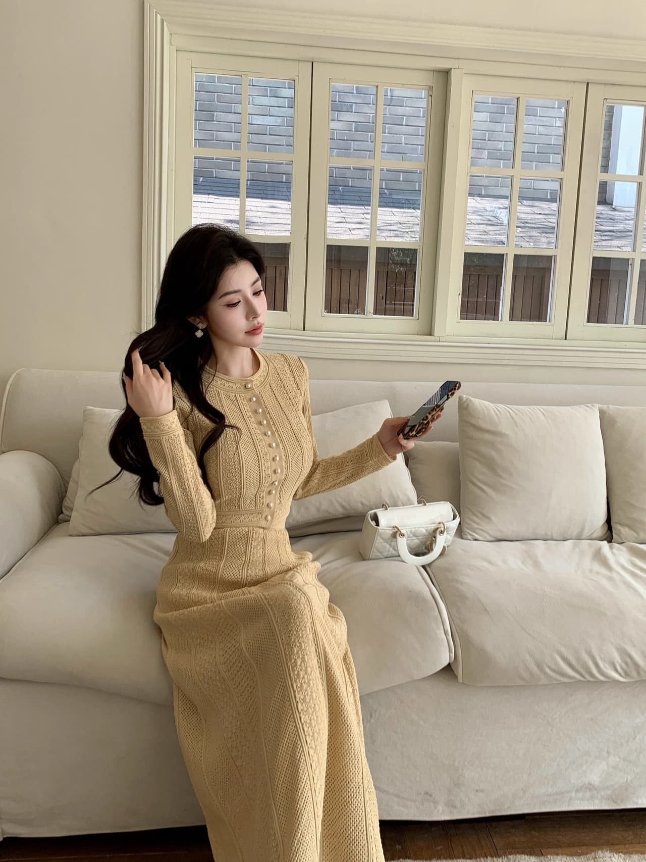 矜贵 히로인 2026 프랑스식 털 셔츠 반신 스커트 패션 세트 여성 천 골드 명문 여성 바람 투피스 세트 상세 이미지 21
